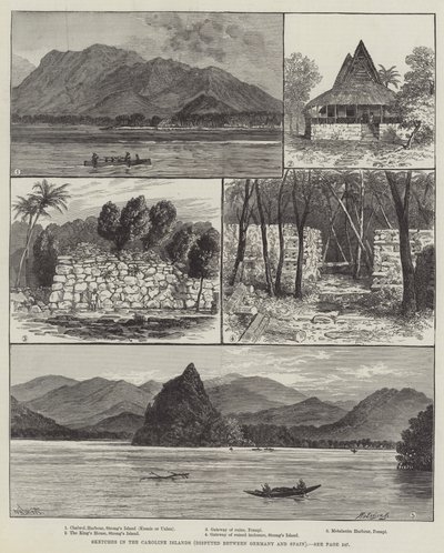 Bocetos en las Islas Carolinas, disputadas entre Alemania y España de William Henry James Boot