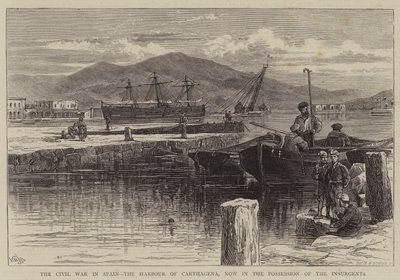 La guerra civil en España, el puerto de Cartagena, ahora en posesión de los insurgentes de William Henry James Boot