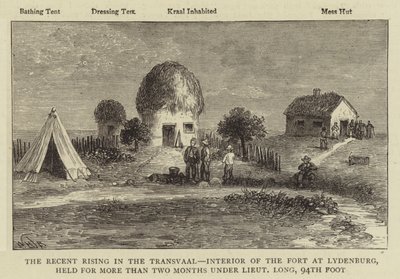 El reciente levantamiento en el Transvaal, interior del fuerte en Lydenburg, mantenido por más de dos meses bajo el teniente Long, 94º de Infantería de William Henry James Boot