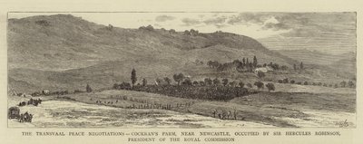 Las Negociaciones de Paz del Transvaal, Granja de Cockran, cerca de Newcastle, ocupada por Sir Hercules Robinson, Presidente de la Comisión Real de William Henry James Boot