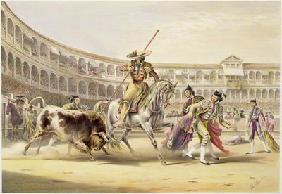 Toro embistiendo a un picador, 1865 de William Henry Lake Price