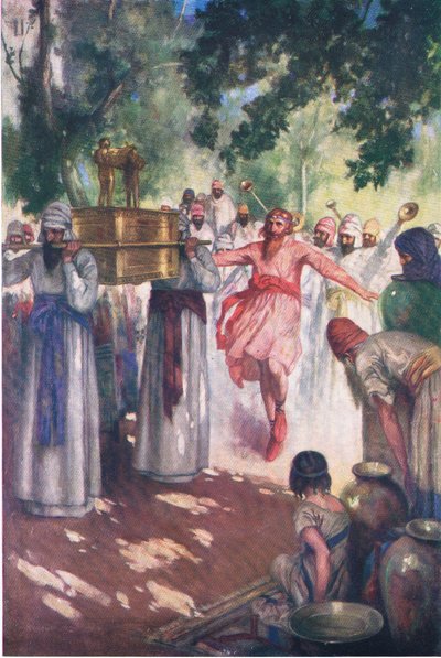 David lleva el Arca a Jerusalén, de El Libro de Imágenes de la Biblia publicado por Thomas Nelson, c.1950 de William Henry Margetson