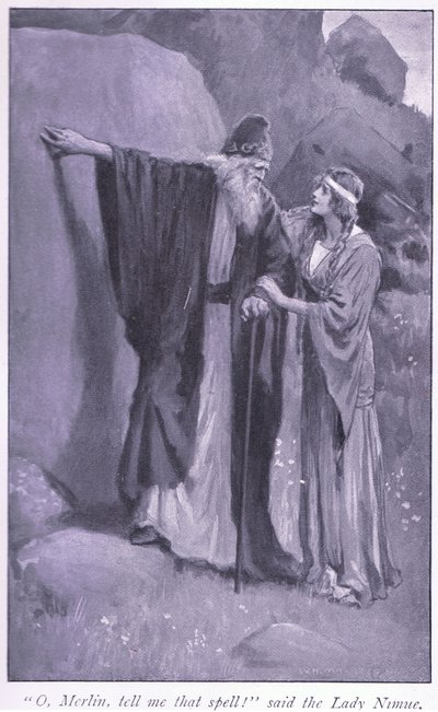 ¡Oh, Merlín, dime ese hechizo! dijo la dama Niume de William Henry Margetson