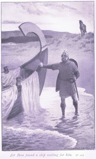 Sir Bors encontró un barco esperándolo de William Henry Margetson