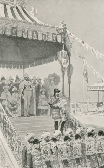 La Reina siendo proclamada Emperatriz de la India en Delhi de William Henry Margetson