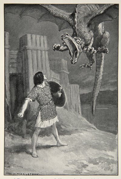 El dragón se hundió hacia él, abriendo sus terribles mandíbulas, de 