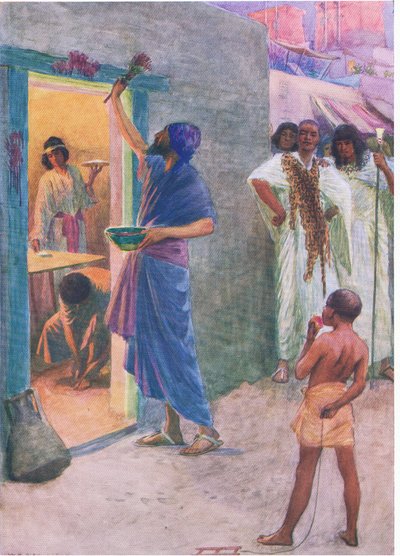 La primera Pascua, de El Libro de Imágenes de la Biblia publicado por Thomas Nelson, c.1950 de William Henry Margetson