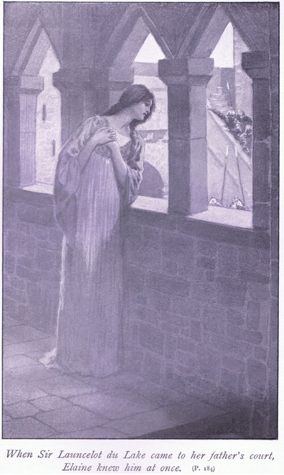 Cuando Sir Launcelot du Lake llegó a la corte de su padre, Elaine lo reconoció de inmediato de William Henry Margetson