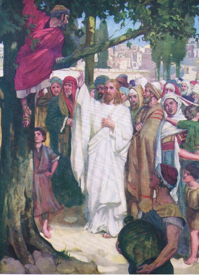 Zaqueo, de El Libro de Imágenes de la Biblia publicado por Thomas Nelson, c.1950 de William Henry Margetson