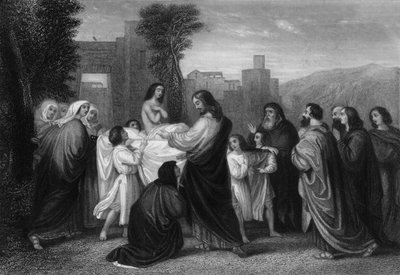 Y el que estaba muerto se sentó y comenzó a hablar, c. 1830s de William Henry Mote