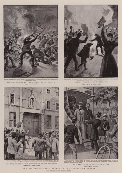 Los disturbios en París, escenas en las calles el domingo de William Henry Pike