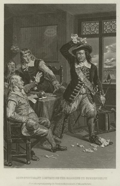 El Gobernador Stuyvesant destruyendo la citación para rendir Nueva York, 1664 de William Henry Powell