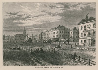 Kennington Common y la Iglesia en 1830 de William Henry Prior