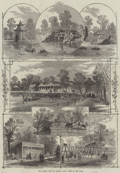 La visita de la reina al parque Victoria, vistas en el parque de William Henry Prior