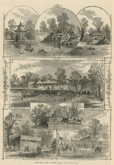 La visita de la Reina al Parque Victoria: vistas en el parque de William Henry Prior