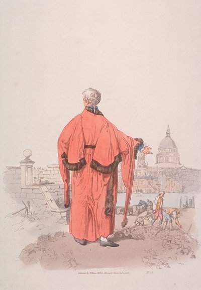 Concejal en traje cívico mirando hacia la Catedral de San Pablo, Londres de William Henry Pyne