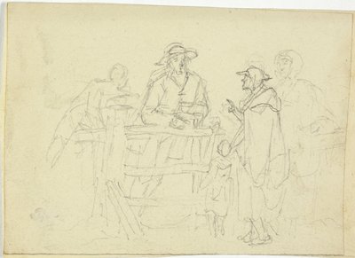 Cuatro figuras en una cerca de William Henry Pyne