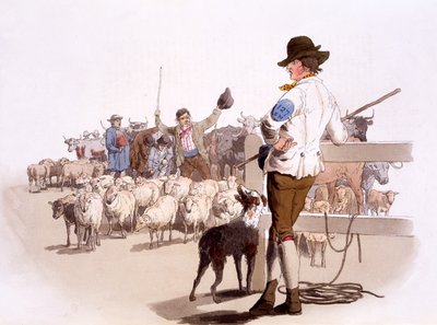 Pastores de ovejas y ganado, de Los Trajes de Gran Bretaña, pub. Por Henry Miller, 1805 (impresión coloreada a mano) de William Henry Pyne