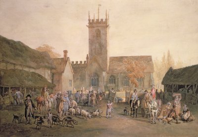 Mercado de cerdos en el patio de The Fountain Inn, Bedford, 1806 de William Henry Pyne
