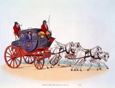 Diligencia, el Worcester y el Correo Real de Londres, 1808 de William Henry Pyne