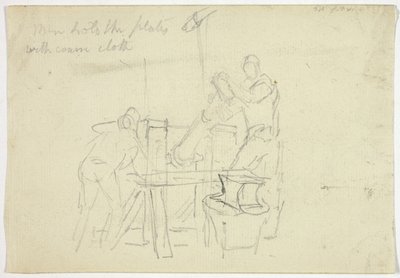Dos hombres trabajando en una máquina de William Henry Pyne