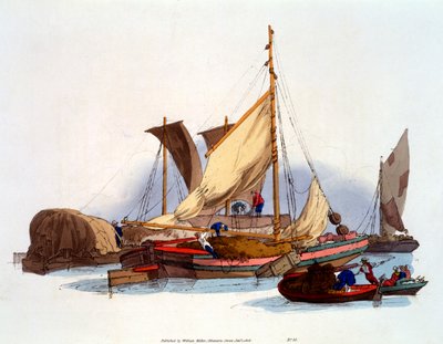 Aguadores y Barqueros moviendo mercancías y pasajeros, 1808 de William Henry Pyne
