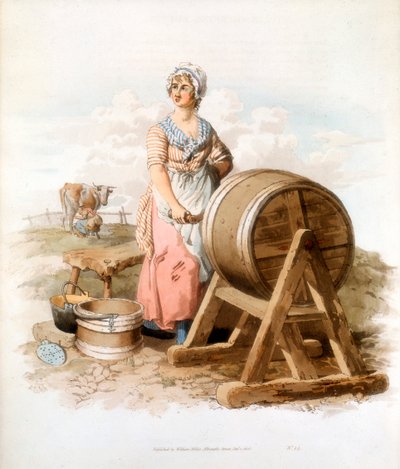 Mujeres haciendo mantequilla, 1808 de William Henry Pyne