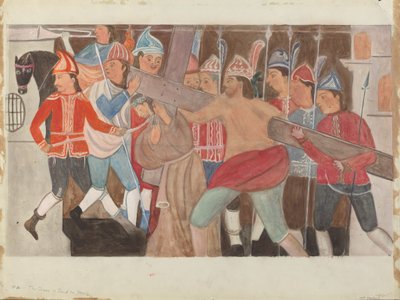 Estación de la Cruz No. 2: La cruz es puesta sobre Jesús, c. 1936 de William Herbert
