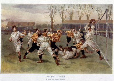 Un partido de fútbol - de una grabado inglés de William Heysham Overend