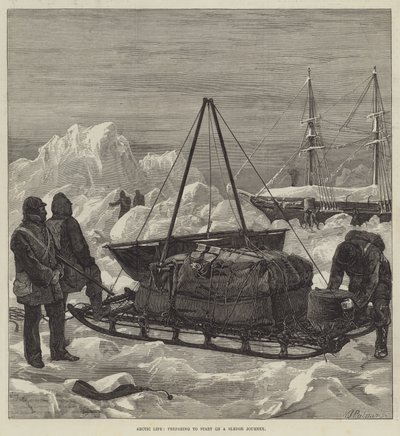 Vida ártica, preparándose para iniciar un viaje en trineo de William Heysham Overend