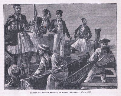 Arresto de los marineros británicos por soldados griegos AD 1850 de William Heysham Overend