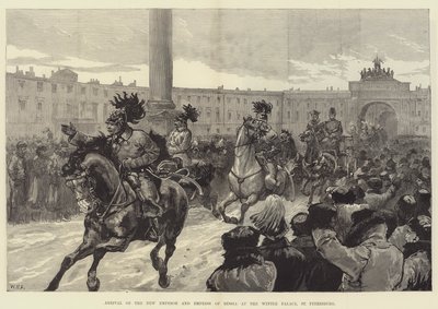 Llegada del nuevo Emperador y Emperatriz de Rusia al Palacio de Invierno, San Petersburgo de William Heysham Overend