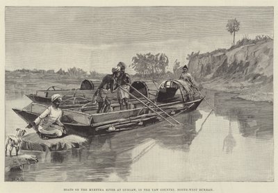 Barcos en el río Myettha en Gungaw, en el país de Yaw, noroeste de Birmania de William Heysham Overend