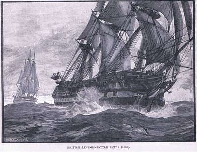 Línea de barcos de batalla británicos AD 1836 de William Heysham Overend