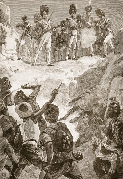 Los seguidores de Carmichael dispararon contra el denso grupo de hombres frente a ellos, ilustración de 