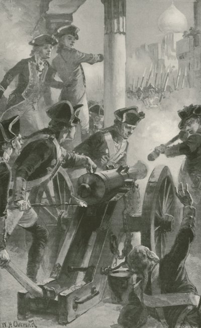 Clive sostiene la Ciudad y el Fuerte de Arcot contra los franceses y sus aliados de William Heysham Overend