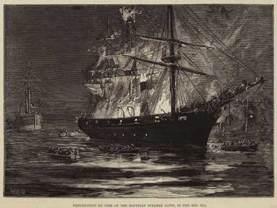 Destrucción por Fuego del Vapor Egipcio Latif, en el Mar Rojo de William Heysham Overend