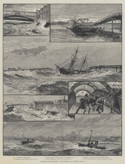 Efectos de la tormenta en el Mersey el martes, 1 de noviembre de William Heysham Overend