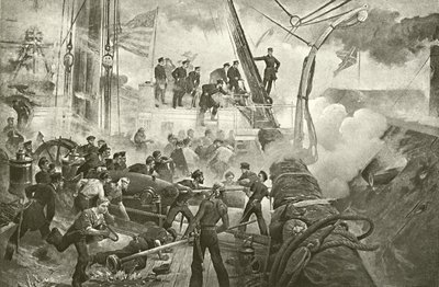 Farragut en la Bahía de Mobile (grabado) de William Heysham Overend