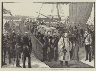 Funeral del Duque de Albany, desembarco del cuerpo del yate real Osborne en Portsmouth de William Heysham Overend