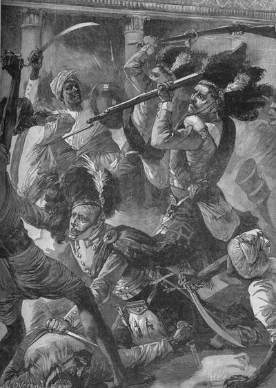 Gradualmente empujaron a los cipayos hacia atrás, 1902 de William Heysham Overend