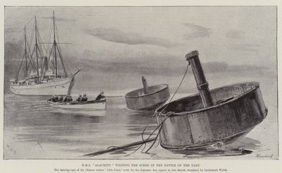 HMS Alacrity visitando la Escena de la Batalla del Yalu de William Heysham Overend