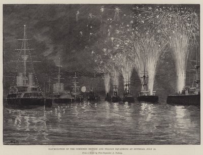 Iluminación de las escuadras combinadas británica e italiana en Spithead, 12 de julio de William Heysham Overend