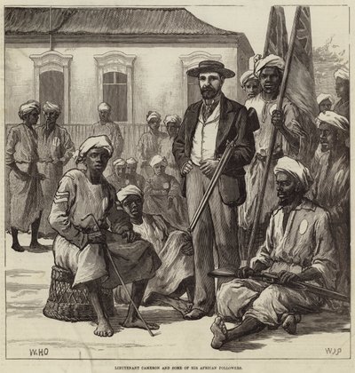 El teniente Cameron y algunos de sus seguidores africanos de William Heysham Overend