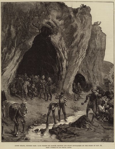 Lundi Khana, Paso Khyber, Cueva donde Sir Samuel Browne y el Personal acamparon la Noche del 23 de noviembre de William Heysham Overend