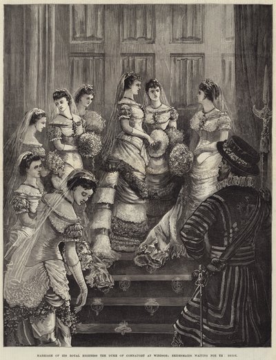 Matrimonio de Su Alteza Real el Duque de Connaught en Windsor, Damas de honor esperando a la novia de William Heysham Overend