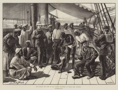 El Sr. Stanley y algunos de sus seguidores africanos a bordo del HMS Industry de William Heysham Overend
