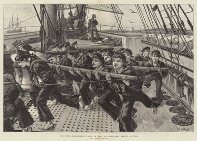 Nuestros futuros marineros, una escena a bordo del barco de entrenamiento Mercury, en Ryde de William Heysham Overend
