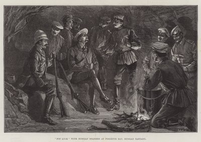 Comida con soldados rusos en la Bahía de Possiette, Tartaria rusa de William Heysham Overend