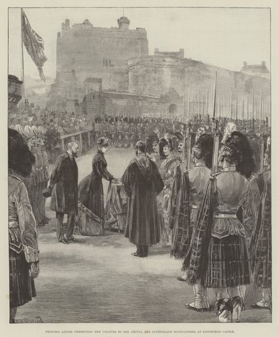 La Princesa Louise Presentando Nuevos Colores a los Argyll y Sutherland Highlanders en el Castillo de Edimburgo de William Heysham Overend